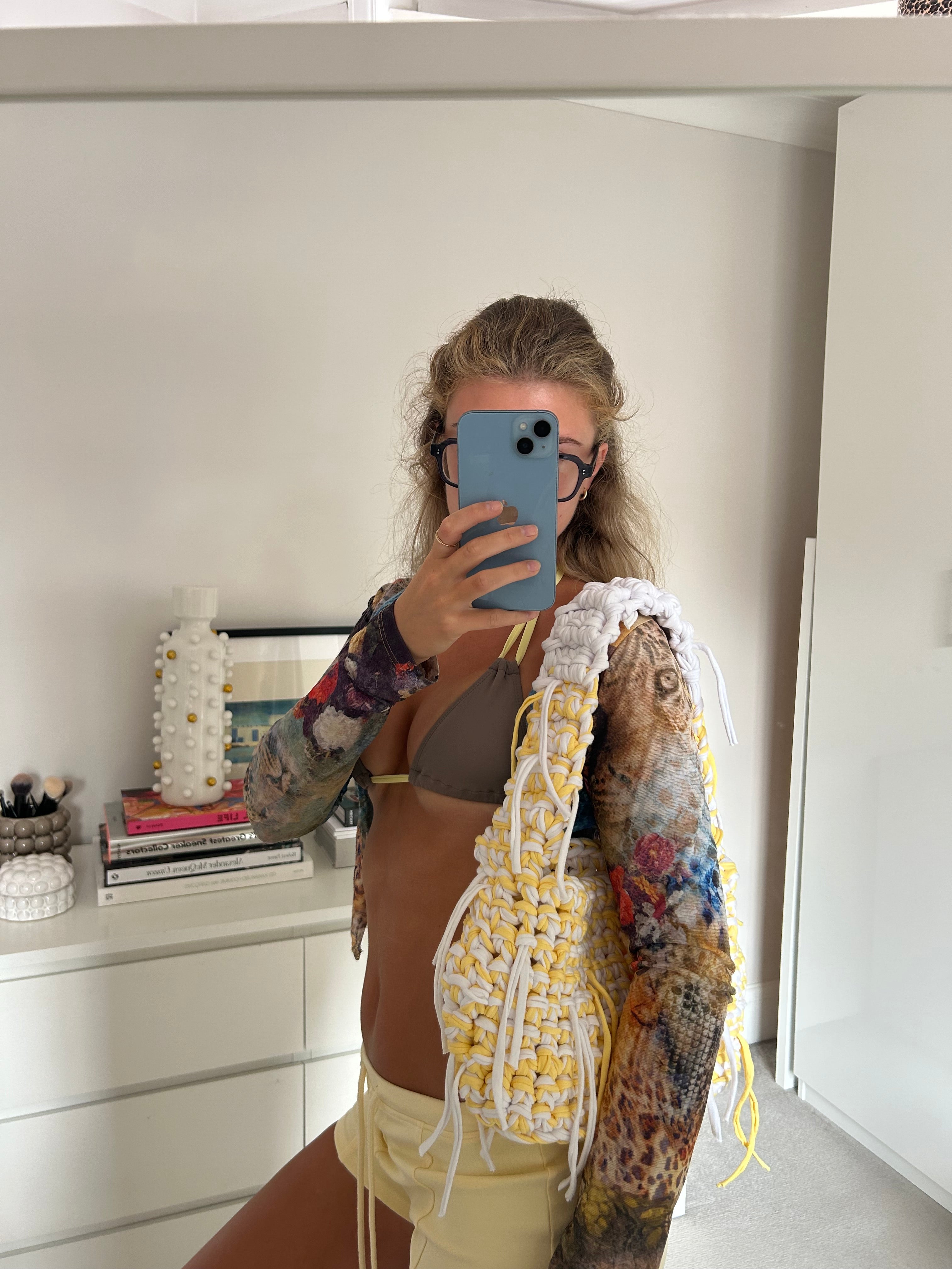 SHOULDER BAG - LEMON & WHITE
