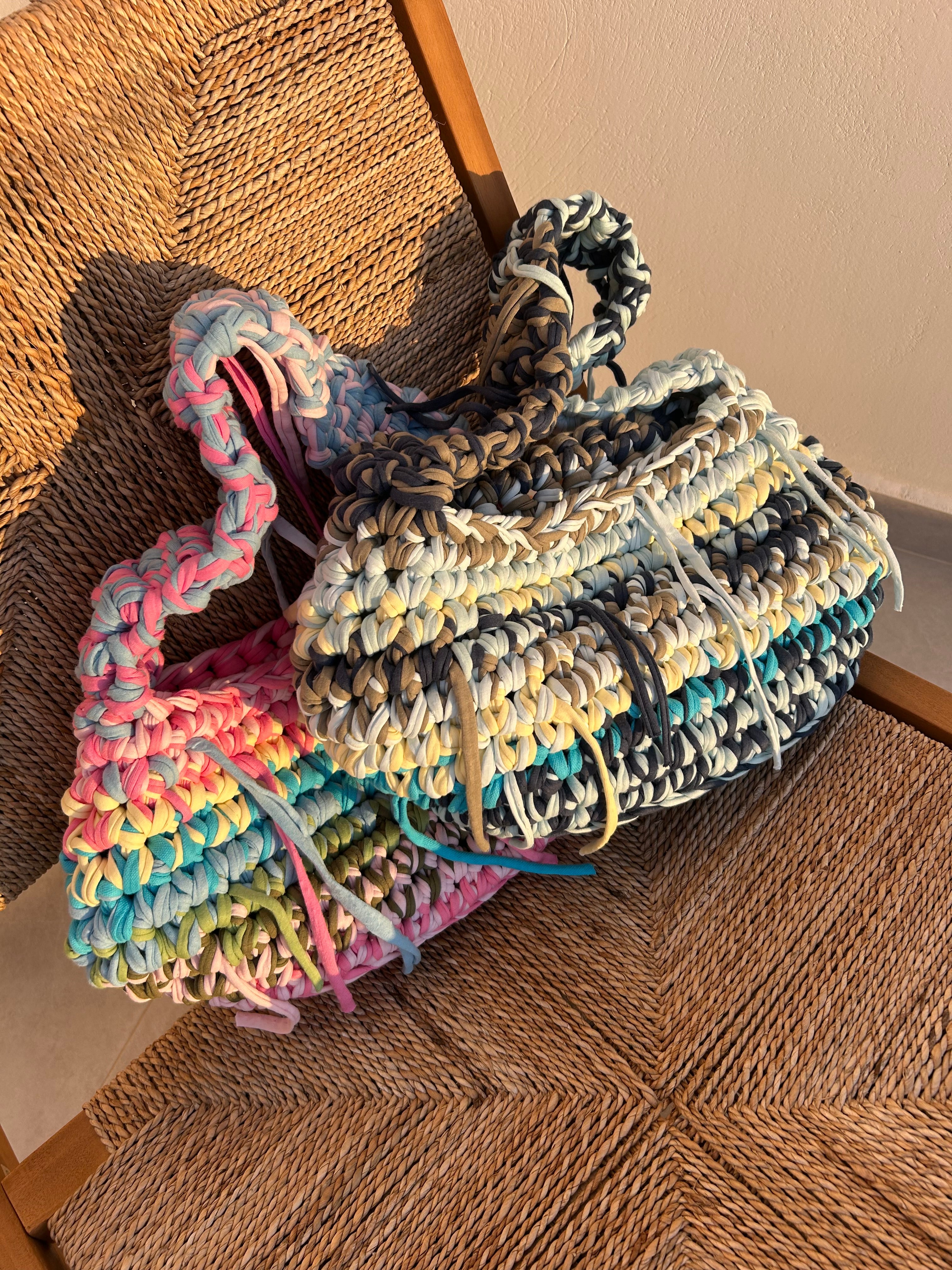 SHOULDER BAG - SKY BLUE, KHAKI & BUTTER