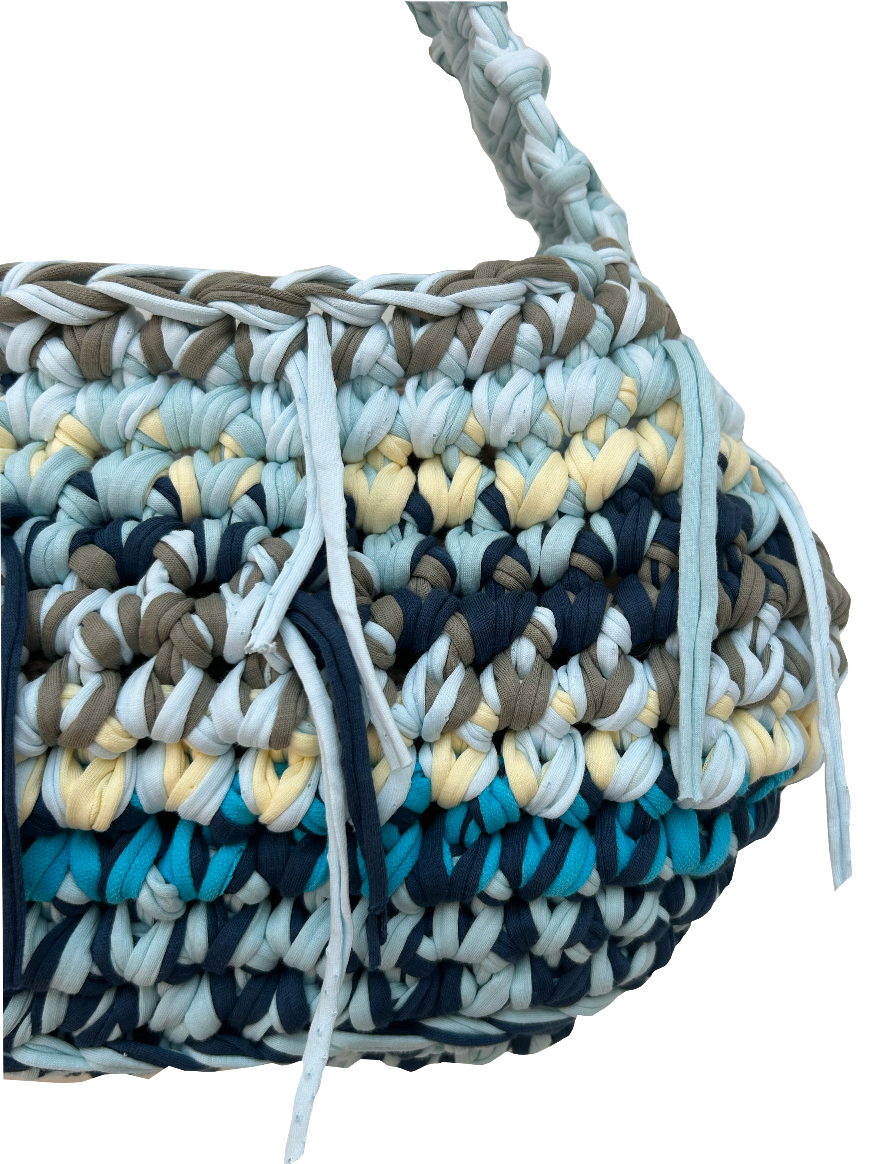 SHOULDER BAG - SKY BLUE, KHAKI & BUTTER