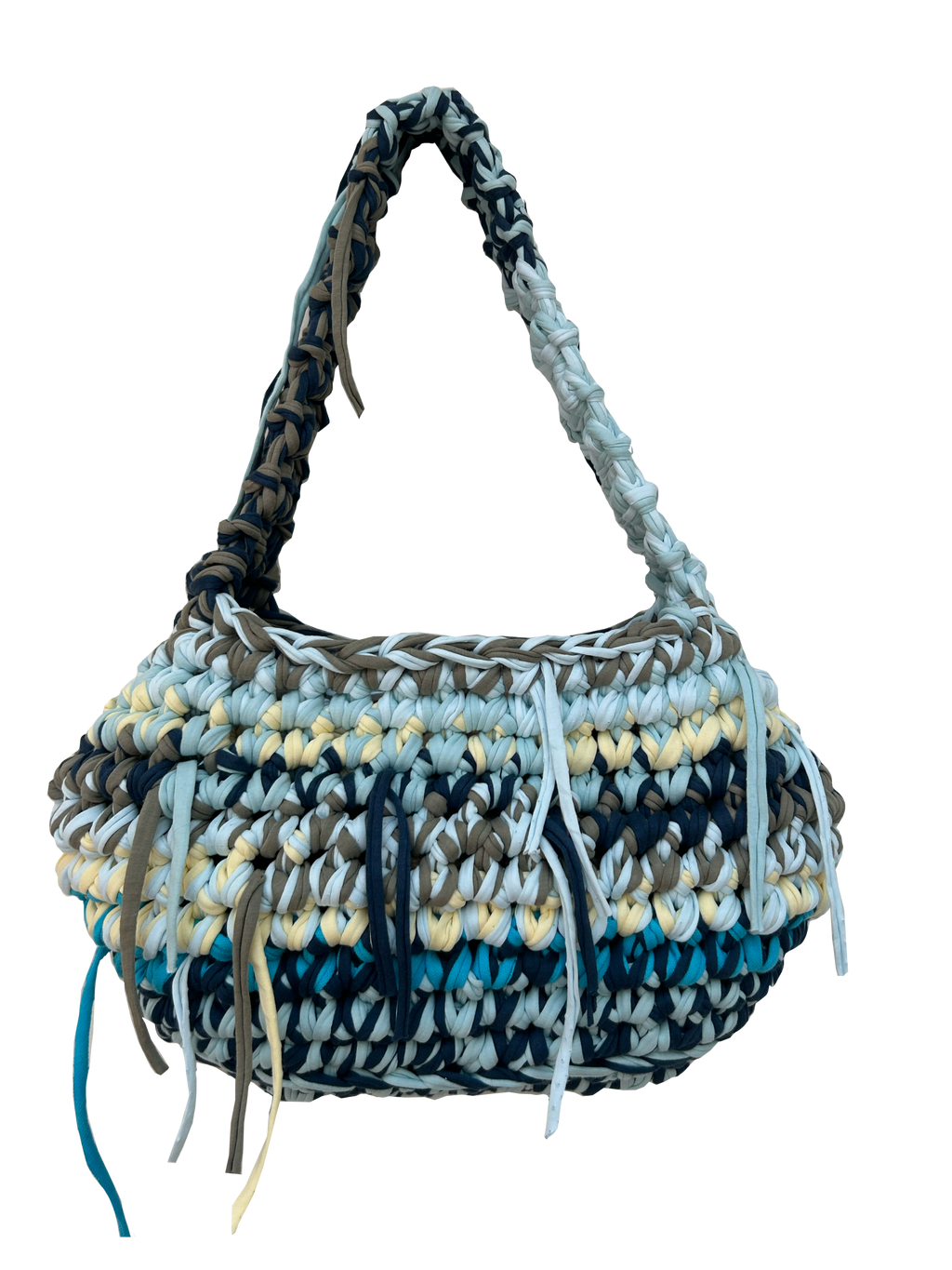 SHOULDER BAG - SKY BLUE, KHAKI & BUTTER