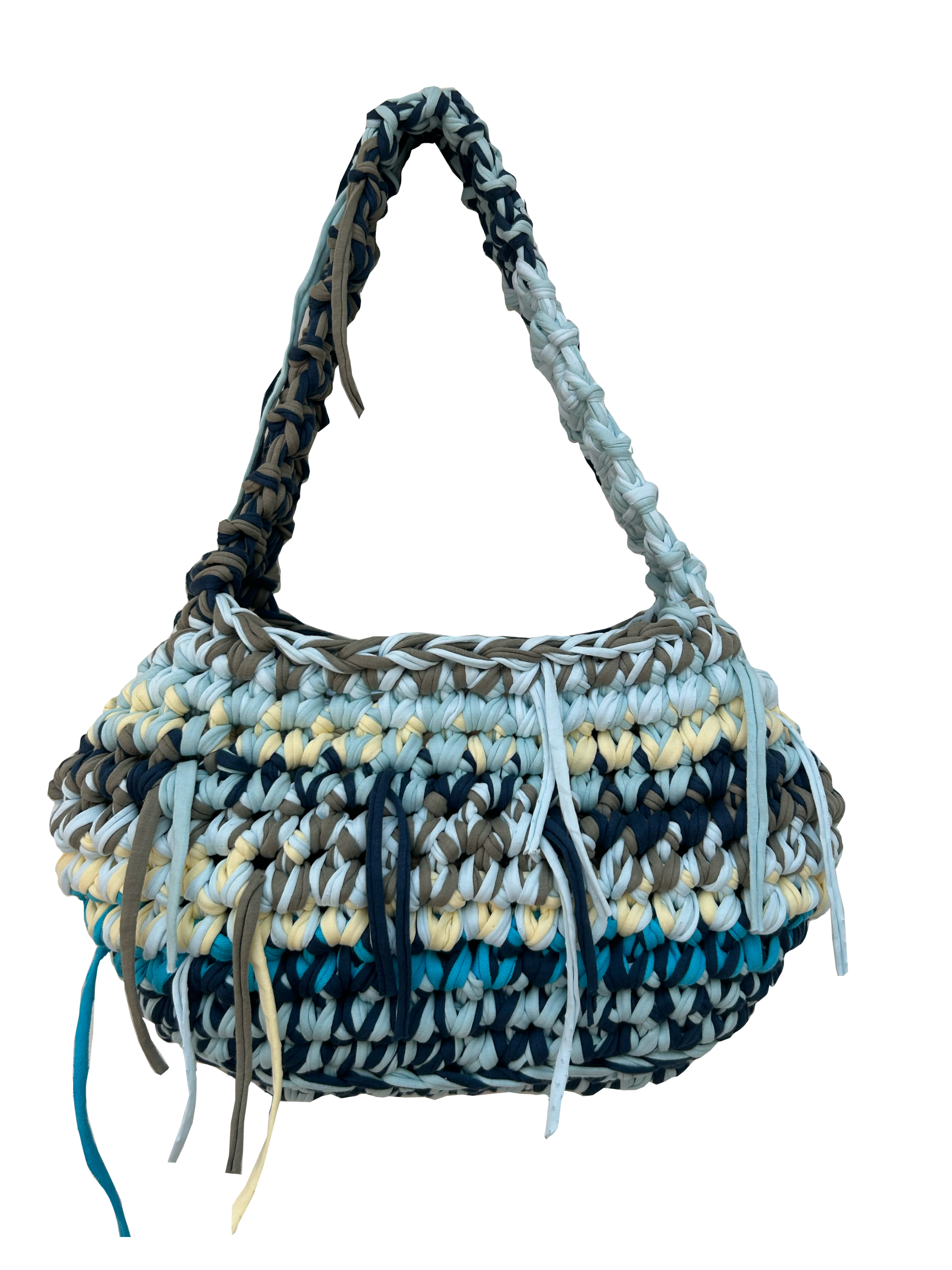 SHOULDER BAG - SKY BLUE, KHAKI & BUTTER